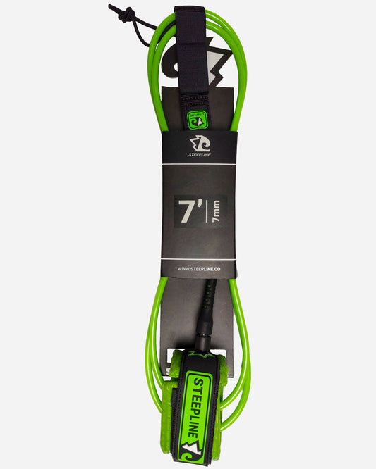 Green 6’0 Surfboard Leash - Premium 7mm Surfing Leash by Steepline