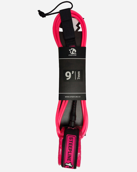 Pink 6’0 Surfboard Leash - Premium 7mm Surfing Leash by Steepline