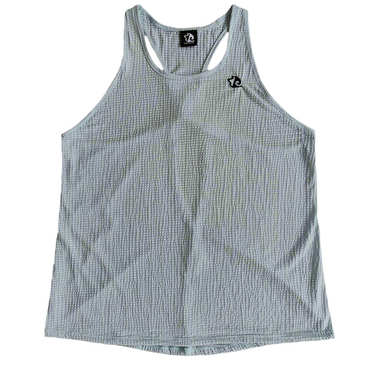 Women's White/Light Blue Knotted Back Tank Top - Sporty and Stylish