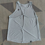 Women's White/Light Blue Knotted Back Tank Top - Sporty and Stylish